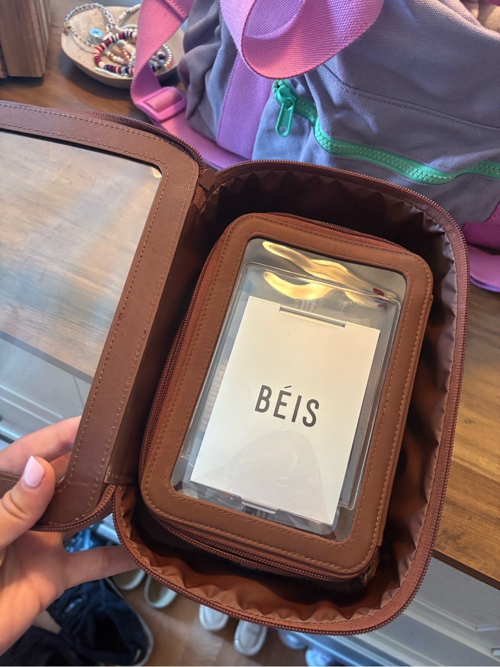BEIS Clear Travel Pouch in Brown - Picture 2 of 4